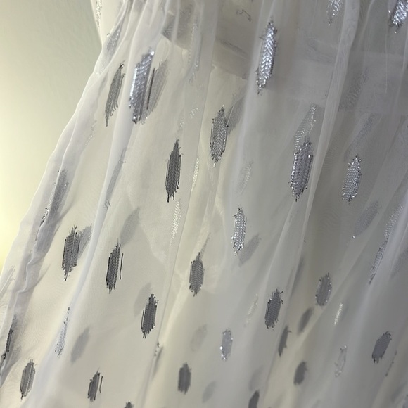 Express White Tie Front Cover Up with Silver Accents - Picture 4 of 8